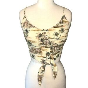 AMERICAN EAGLE tropical cropped adjustable top with front tie in women’s XS